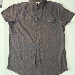 Reaction Kenneth Cole Short-Sleeve Button-Down Shirt in Dark Brown Microprint